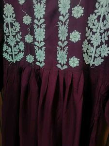 Maroon Kurta with White Embroidery