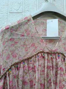 New with tag Korean Boho Floral Print Blouse