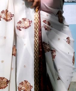 Beautiful Party Wear Saree With Sequin Work Heavy
