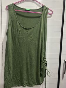 Green Sleeveless Tank Top with Drawstring