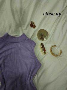 Lavender Mock Neck Sleeveless Top