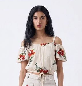 Westside Floral Print Off-Shoulder Crop Top