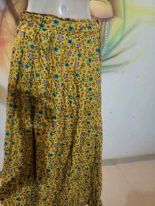 Boho Yellow Floral Print Skirt and Top Set