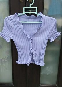 Cute Lavender Ruffled Knit Top