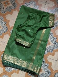 Elegant Green Silk Saree with Blouse