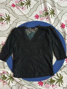 Chic Black Lace Wrap Top