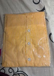 Orange Striped Button-Up Top