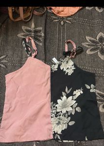 Floral Pink Camisole Tops - S