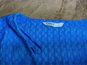 Blue Smocked V-Neck Crop Top