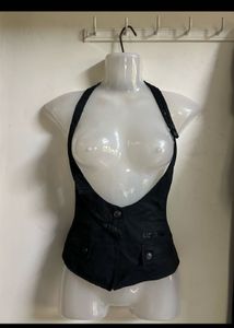 Black Halter Neck Vest Top