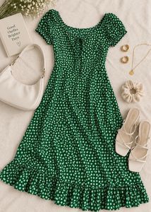 Chic Green Floral Print Mini Dress