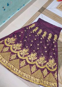 Elegant Yellow &amp; Purple Embroidered Outfit