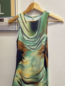 Abstract Print Sleeveless Midi Dress