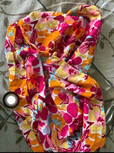 Colorful Floral Twist Bikini Top