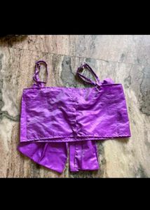 Purple Bow Detail Crop Top