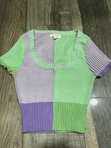 Color Block Knit Crop Top