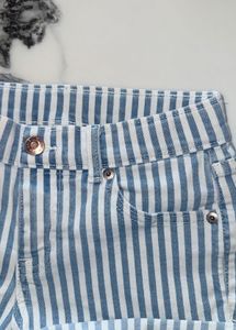 low waist Striped Denim Shorts