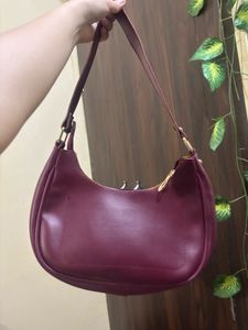 Maroon Crescent Hobo Bag