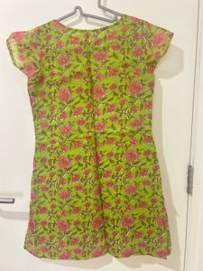 Green Floral Print Kurta