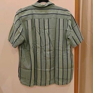 Vintage Green Striped Oversized Shirt