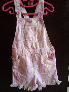 Pink Swirl Print Short Overalls