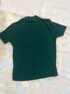 Ribbed Mock Neck T-Shirt