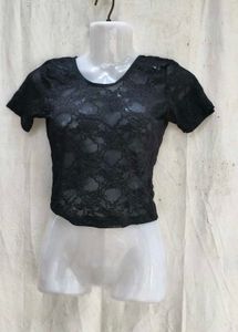 87209. Black Lace Crop Top