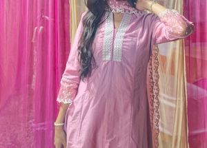 Elegant Pink Kurta Set with pants and dupatta