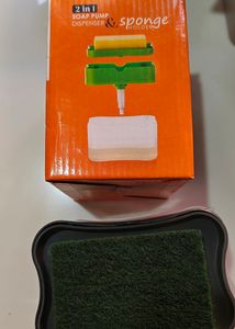 Soap Pump Dispenser &amp; Sponge Holder Plastic 2in 1
