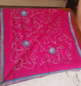 Pink Embroidered Saree