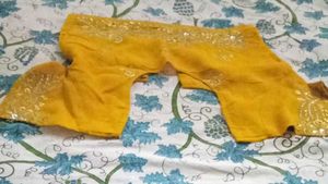 Yellow Embroidered Saree Blouse