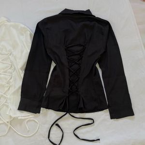 y2k Corset Back black shirt