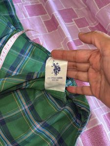 Green Plaid Long Sleeve Button-Up Shirt