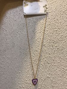 Purple Hues Heart Pendant Chain In Gold