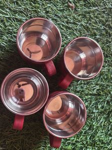Set of 4 Blue Stainless Steel small Mugs!