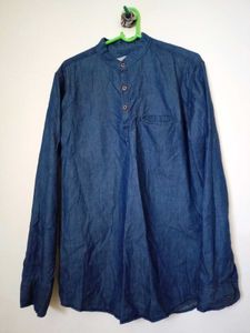 Men's Denim mandarin collar kurta Shirt