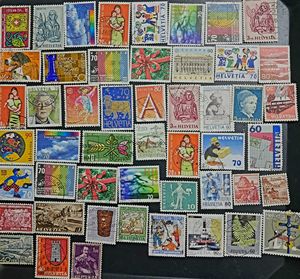 60 Switzerland colorful stamps