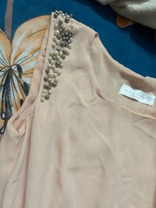 Sheer Pearl Embellished Sleeveless Top