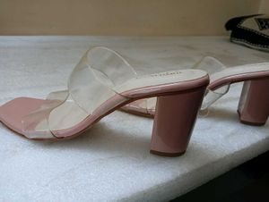Tokyo Talkies Pink Clear Strap Slides - Size 38