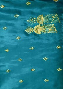 Elegant Teal Embroidered Silk Saree