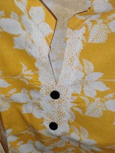 Yellow Floral Print Kurta