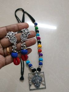Colorful Threaded Necklace &amp; Earring Set