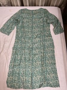 Green Block Print Kurta