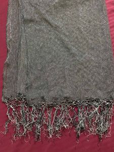 Sparkly Grey Dupatta with Fringe