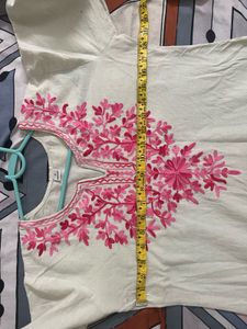 Pista colored Embroidered Kurta