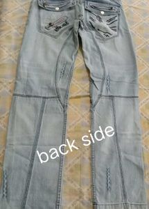 Light Wash Patchwork Jeans with Zippers