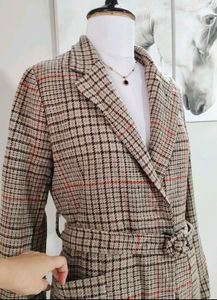 Belted Plaid Blazer