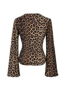SAVANA Leopard Print Ruched Wrap Top