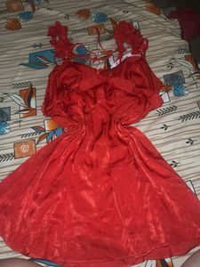 Stunning Red Blouse with Rose Detail