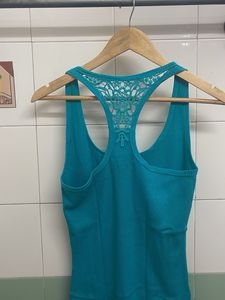 Teal Racerback Tank Top with Lace Detail